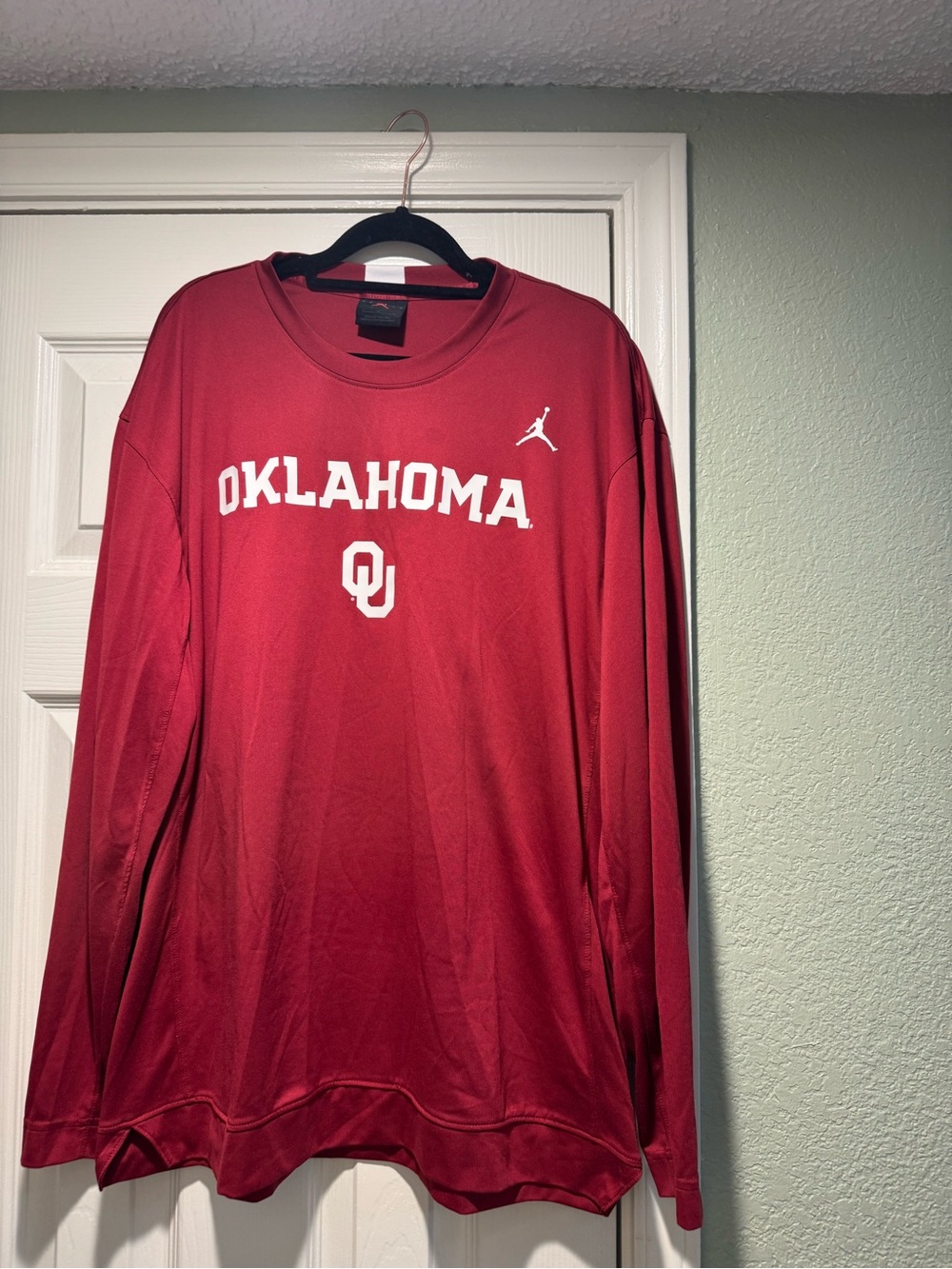 Jordan Oklahoma Long Sleeve Crewneck Shirt - Red & White